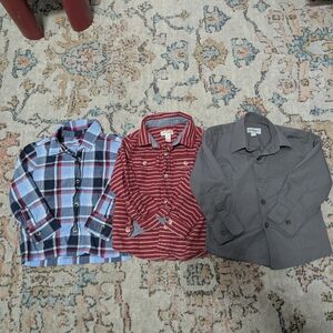 Set of Three 2T Boys' Shirts - Plaid, Striped, Solid